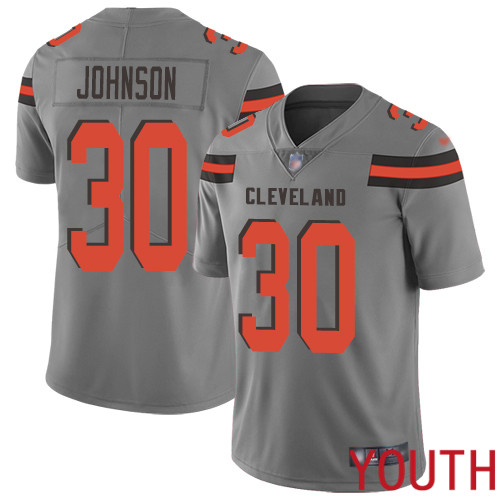 Cleveland Browns D Ernest Johnson Youth Gray Limited Jersey #30 NFL Football Inverted Legend